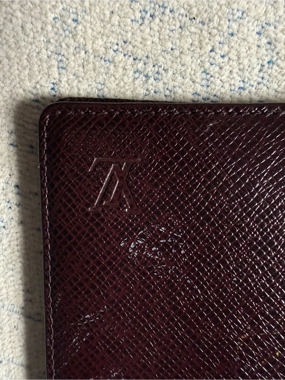 Louis Vuitton Embossed Leather Card Holder - Dark Brown